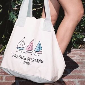 NWT Frasier Sterling Sport Sail Boats Tote Bag Cream/Mint